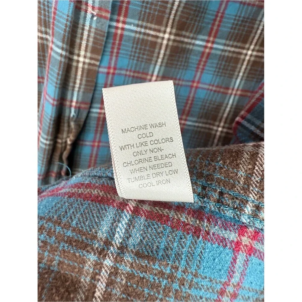 Shirt button up collared Mens Plaid Flannel Shirt - Brown & Blue red 44mm